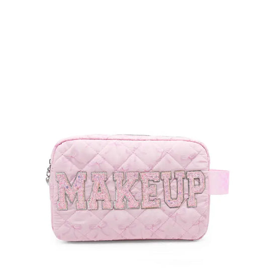 Makeup Bow Printed Quilted Pouch