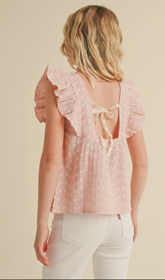 Lace Tie Open Back Top