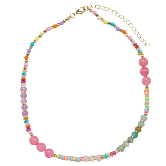 Multi Stone, Rubber Disk Necklace