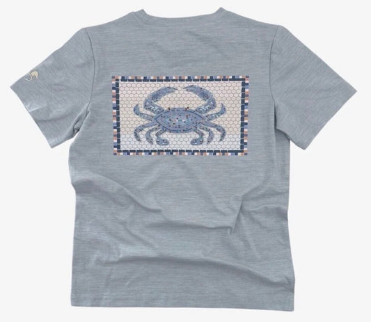 Ridge Athletic Tee, Blue Crab Mosaic