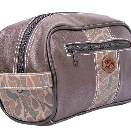OId School Camo Toiletry Bag, Ole Miss Brown/Tan