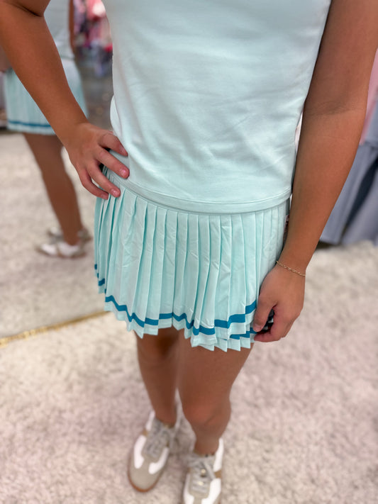 Tank and Pleated Tennis Skirt SET, Oceantide/Capri