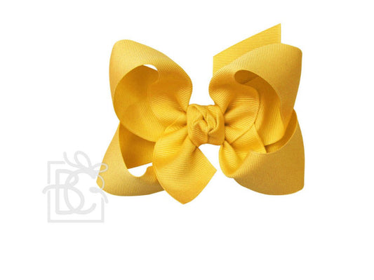 Signature Grosgrain Bow on Alligator Clip 4.5" Large , Bright Yellow