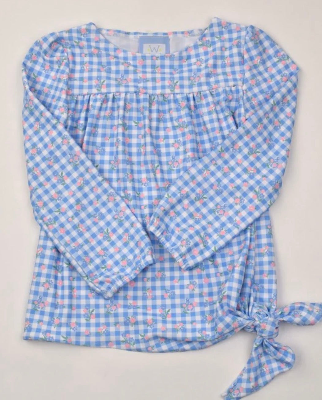 Side Tie Top Checks & Fllowers