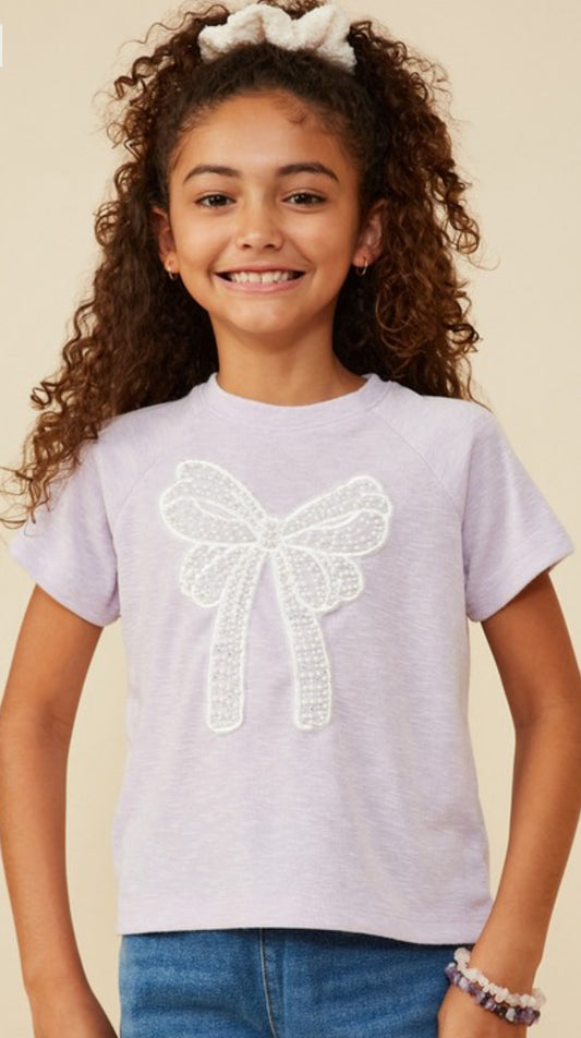 Lavender Pearl Ribbon Patch Tee