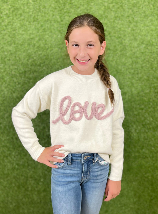 Ivory/Mauve Love Sweater