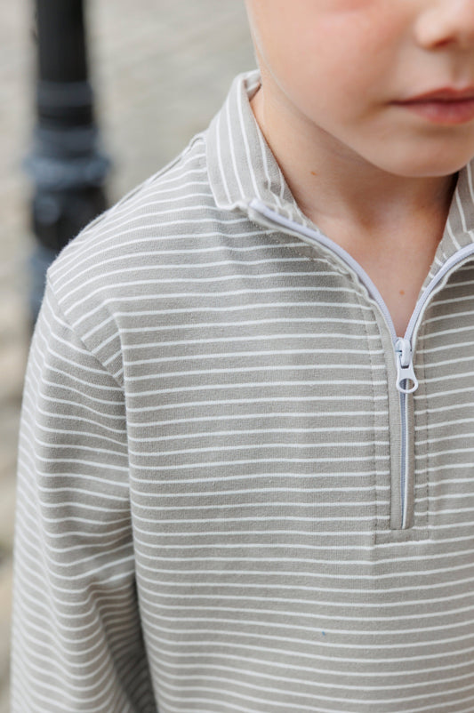 Tucker Pullover Set-Beige Stripe/Sage