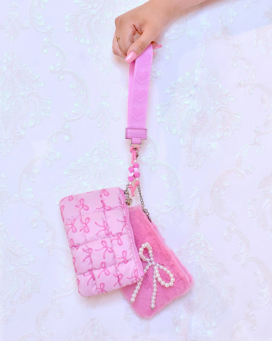 Quilted Scrunchie Bow Keychain Set
