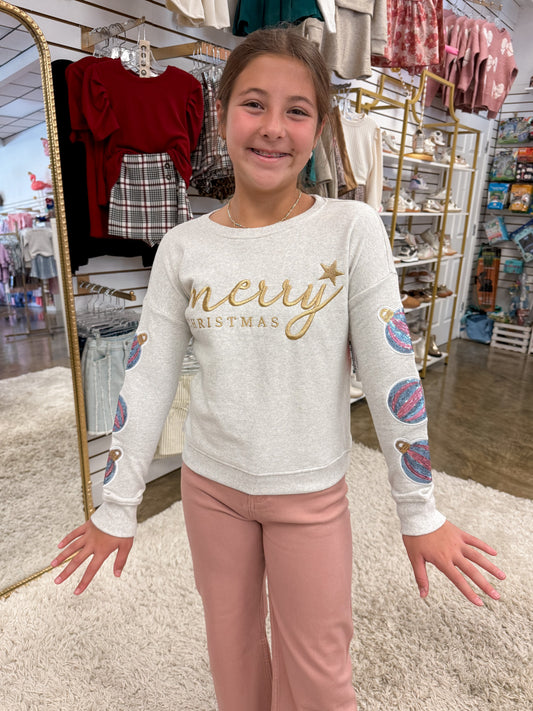 Merry Christmas Sequin Ornaments Sweatshirt
