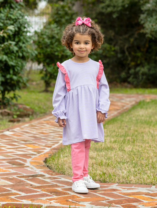 Olivia Pants Set- Lavender Stripe/Pink