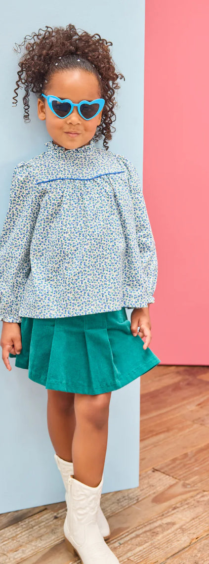 Peacock Velvet Pleated Mini Skirt