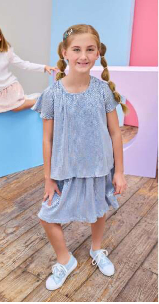 Blue Crinkle Stars Circle Skort