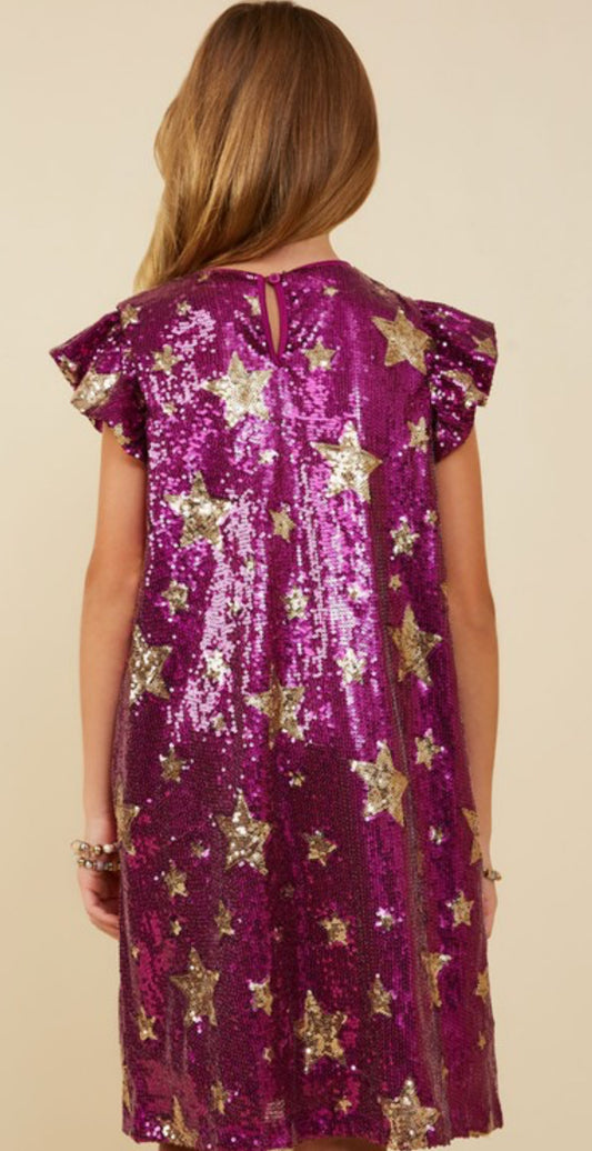 Purple Sequin Star Dress