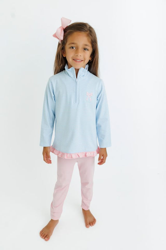 1/4 Zip Pullover, Bow Ruffle