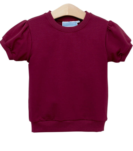 Landry Puff Sleeve Top-Cranberry