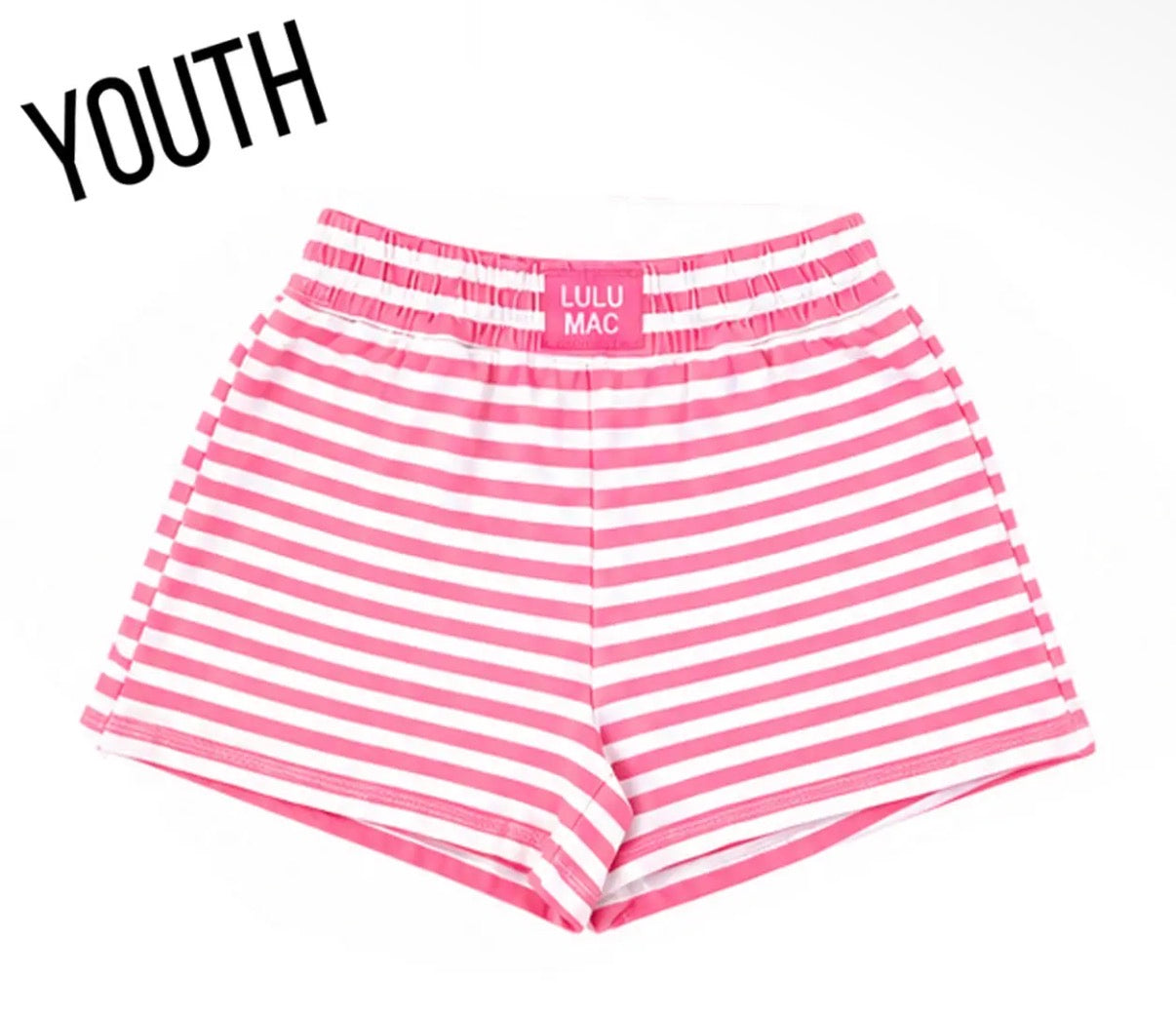 Lulu Mac Stripe Patch Shorts, Neon Pink
