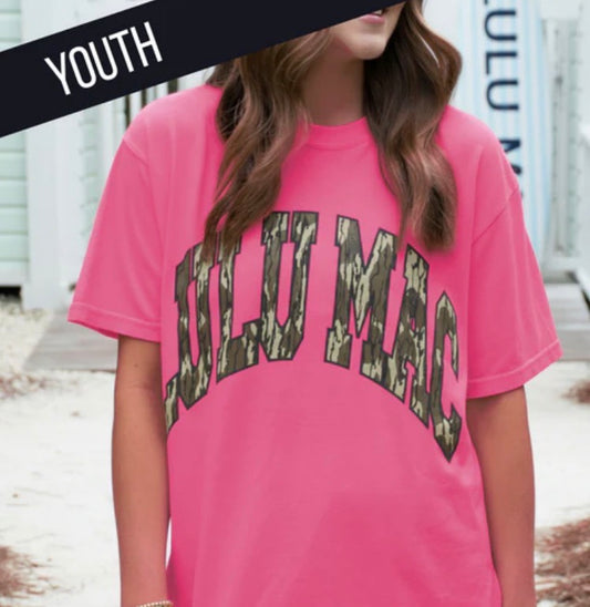 Lulu Mac Mossy Oak Youth Tee, Neon Pink