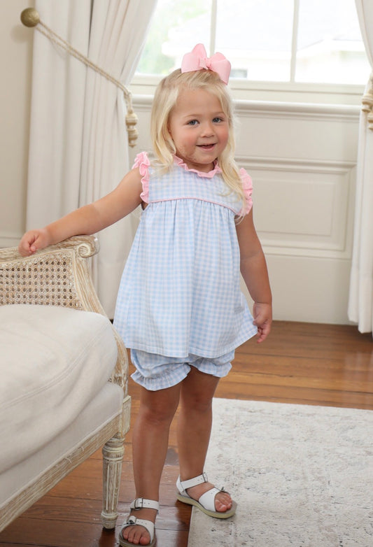 Meredith Bloomer Set-Light Blue Gingham/Light Pink