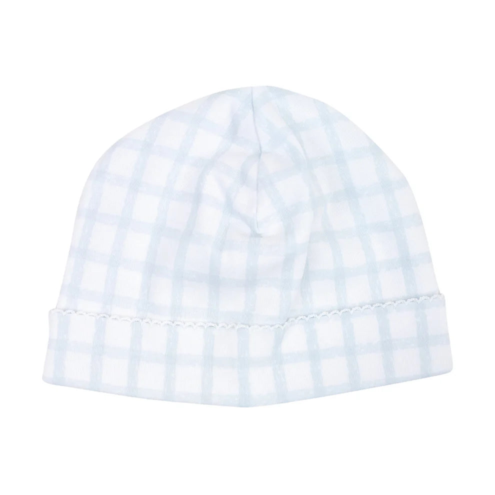 Pima Cotton Saylor Beanie, Blue Gingham