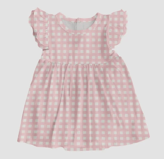 Pink Gingham Bodysuit Dress