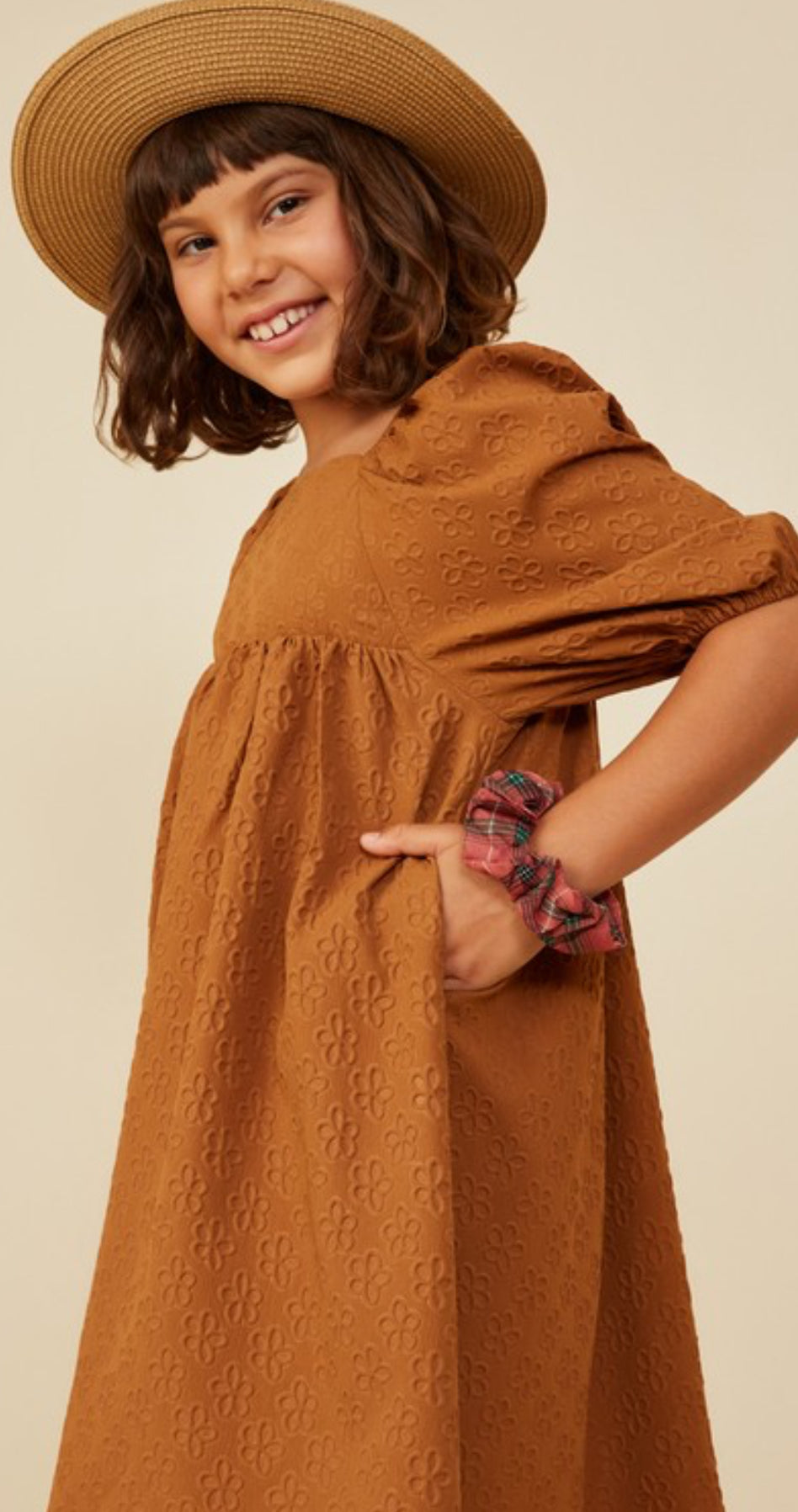Camel Square Neck Dress