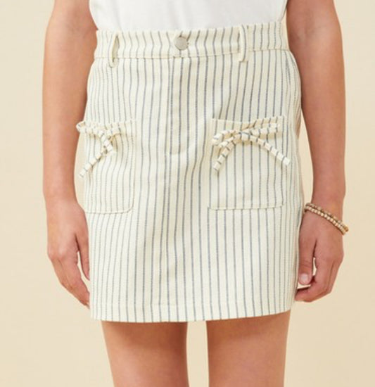 Ivory Pinstripe Twill Skirt