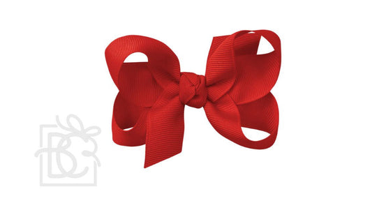 Signature Grosgrain Bow on Alligator Clip 3" Small-7/8", Red