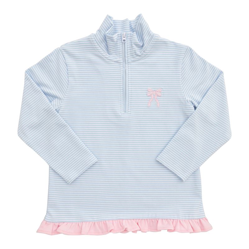 1/4 Zip Pullover, Bow Ruffle