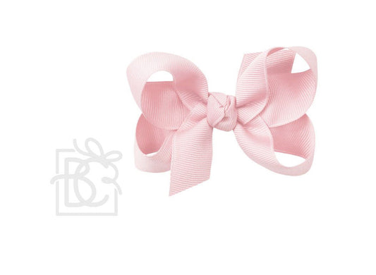 Signature Grosgrain Bow on Alligator Clip 3" Small-7/8", Lt Pink