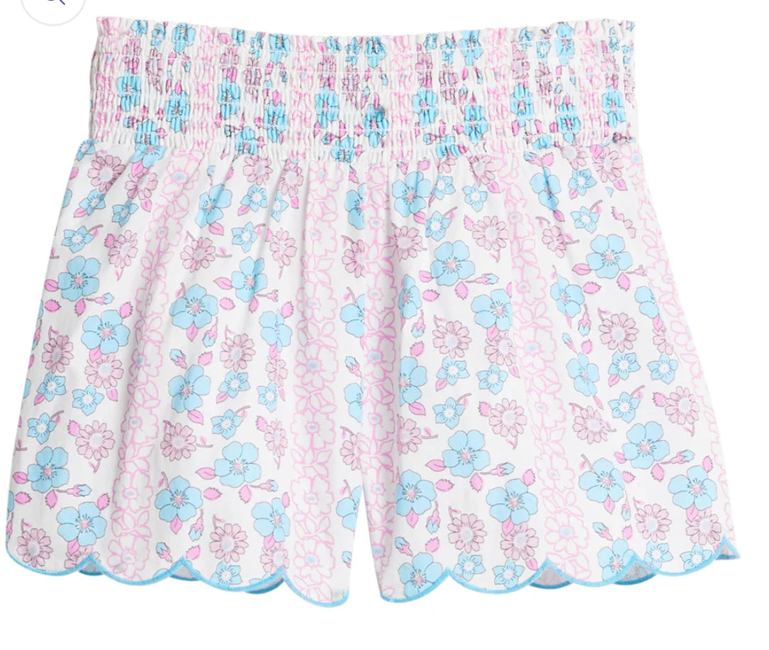 Scallop Shorts Marguerite Floral Pink