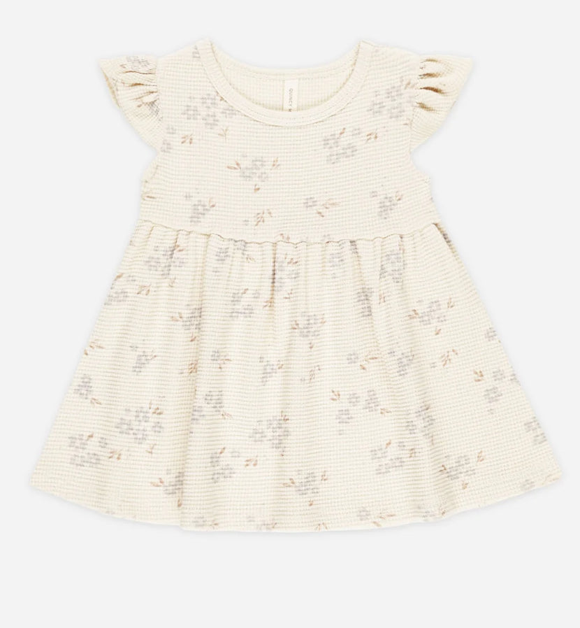 FLUTTER SLEEVE DRESS || BLUE DITSY NATURAL 2-3Y