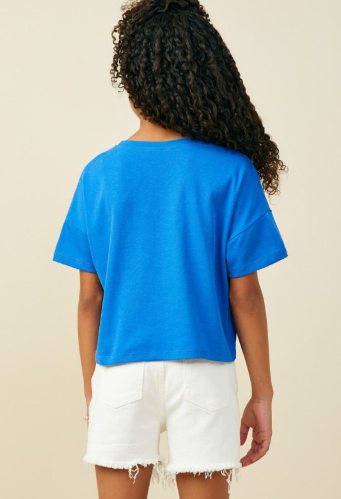 Blue Ruffle Pocket Knit Tee