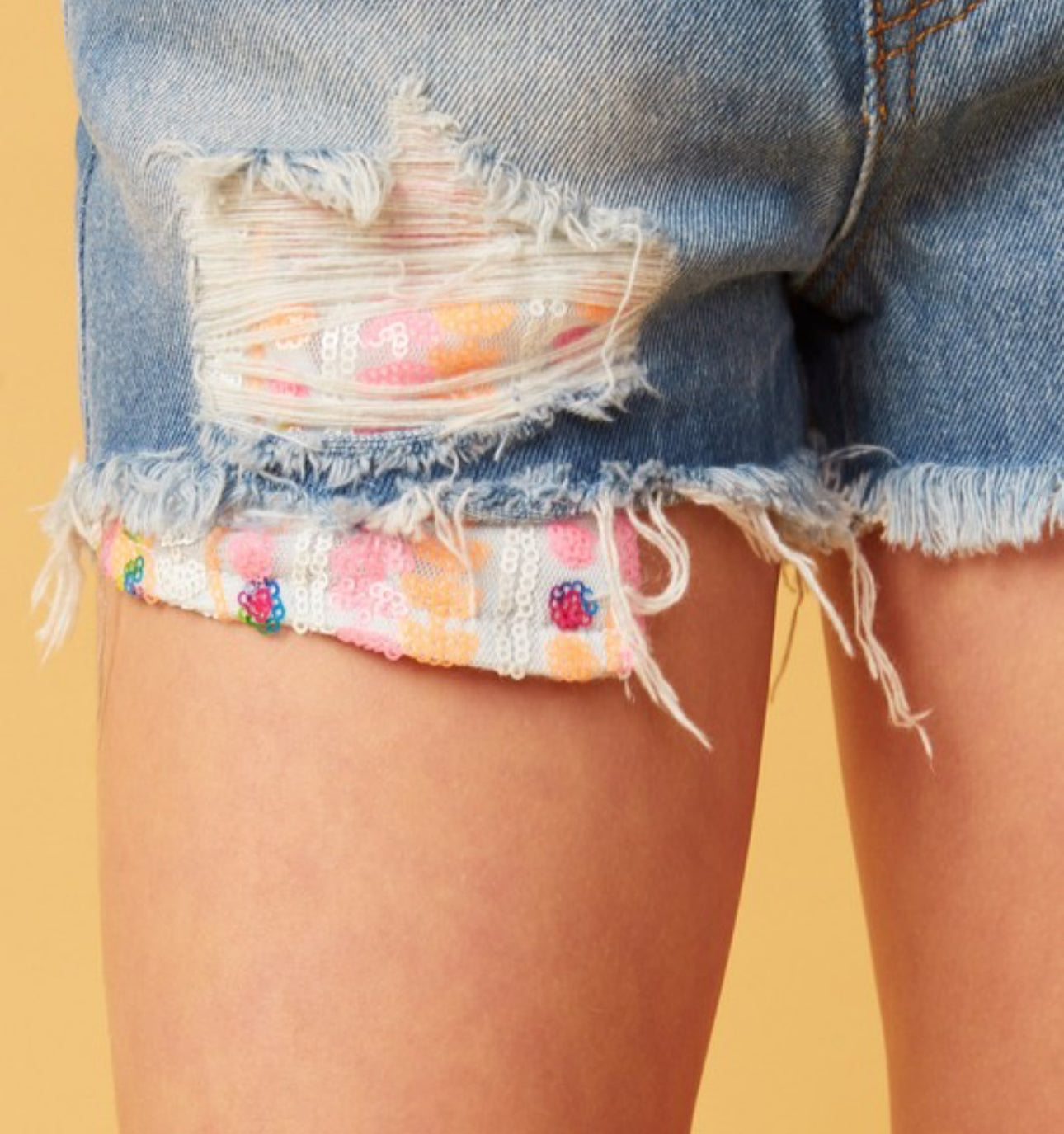 Denim Pocket Distressed Shorts