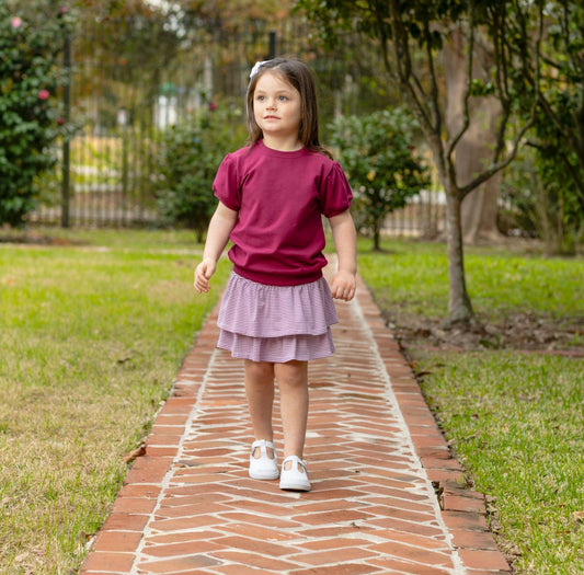 Landry Puff Sleeve Top-Cranberry