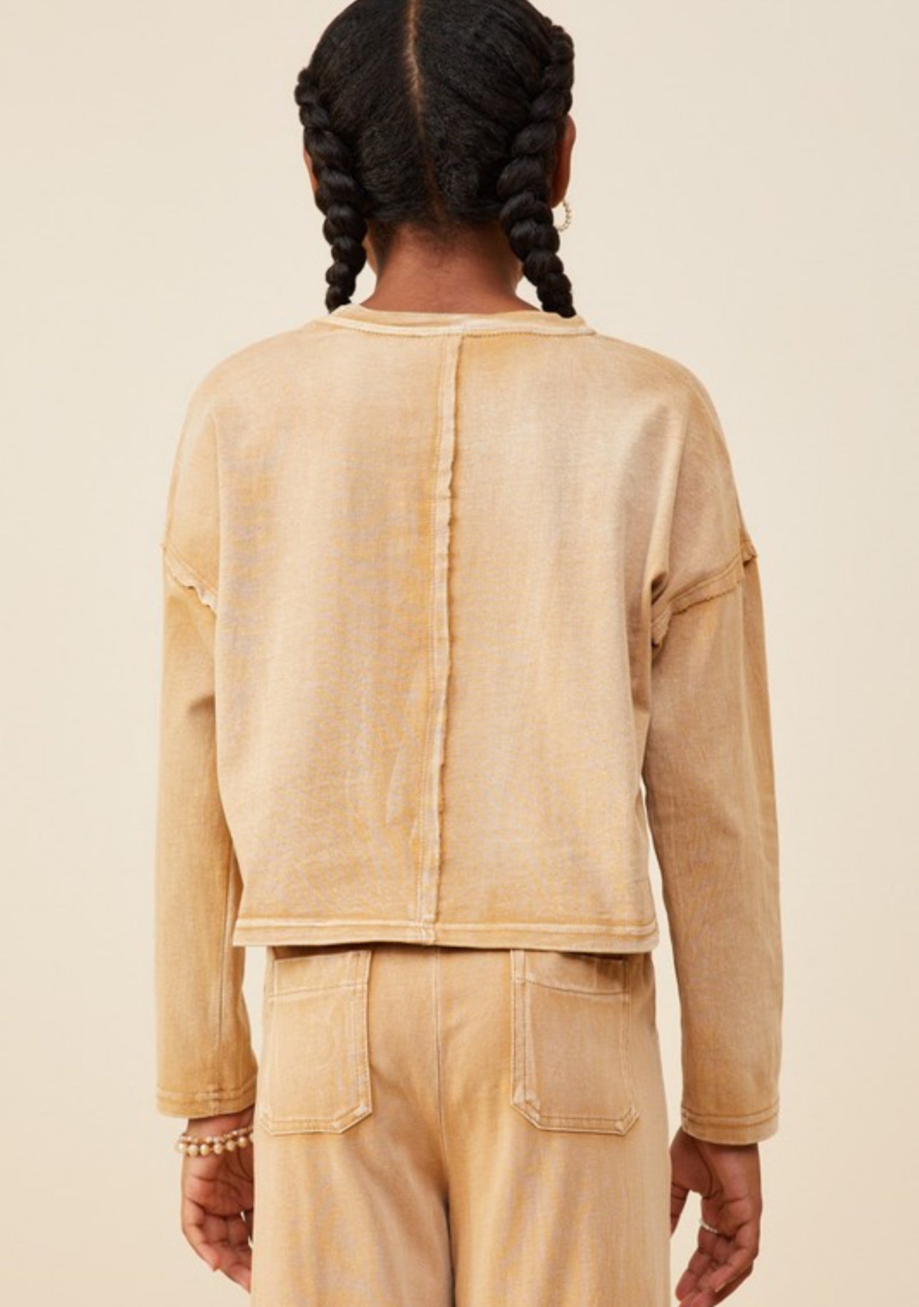 Taupe Washed Chest Pocket Top