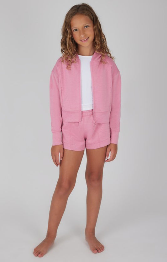 Scuba Jacket, Rib Tank and Shorts Set, White/Rose