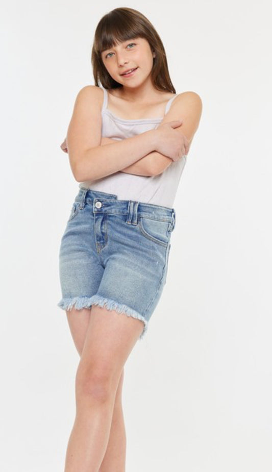 Cross Over Denim Shorts