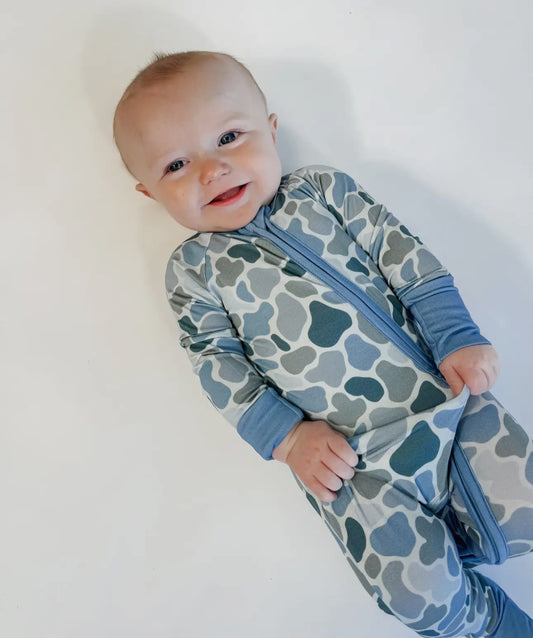 Watercolor Camo Zip Pajamas