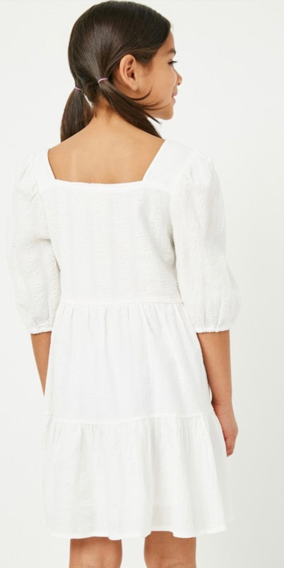 Off White Squared Neck Dress