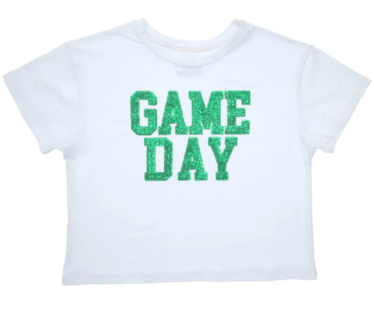 Sequin Game Day Tee, Green