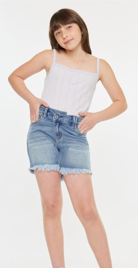 Cross Over Denim Shorts