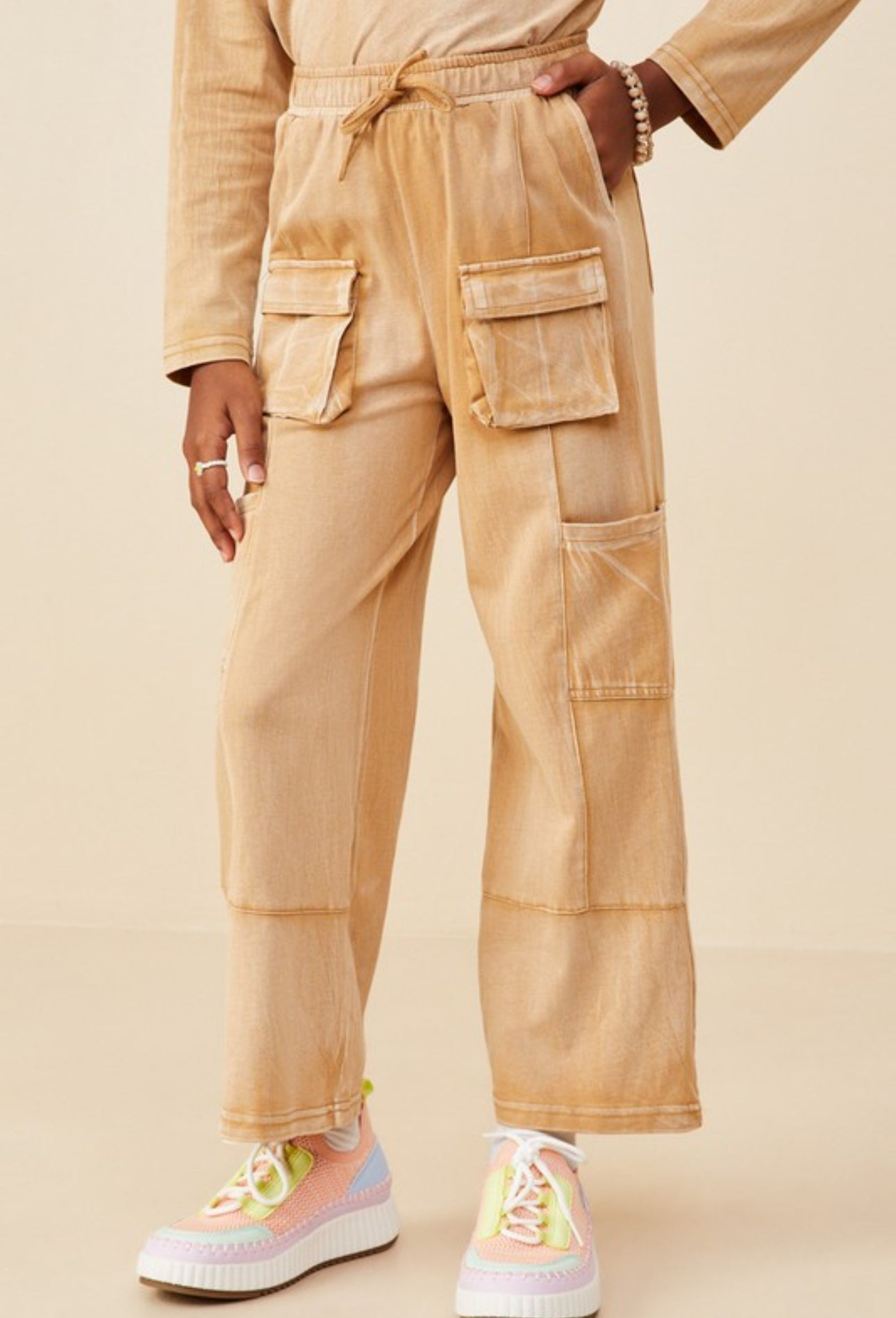 Taupe Cargo Pocket Wide Leg Pants