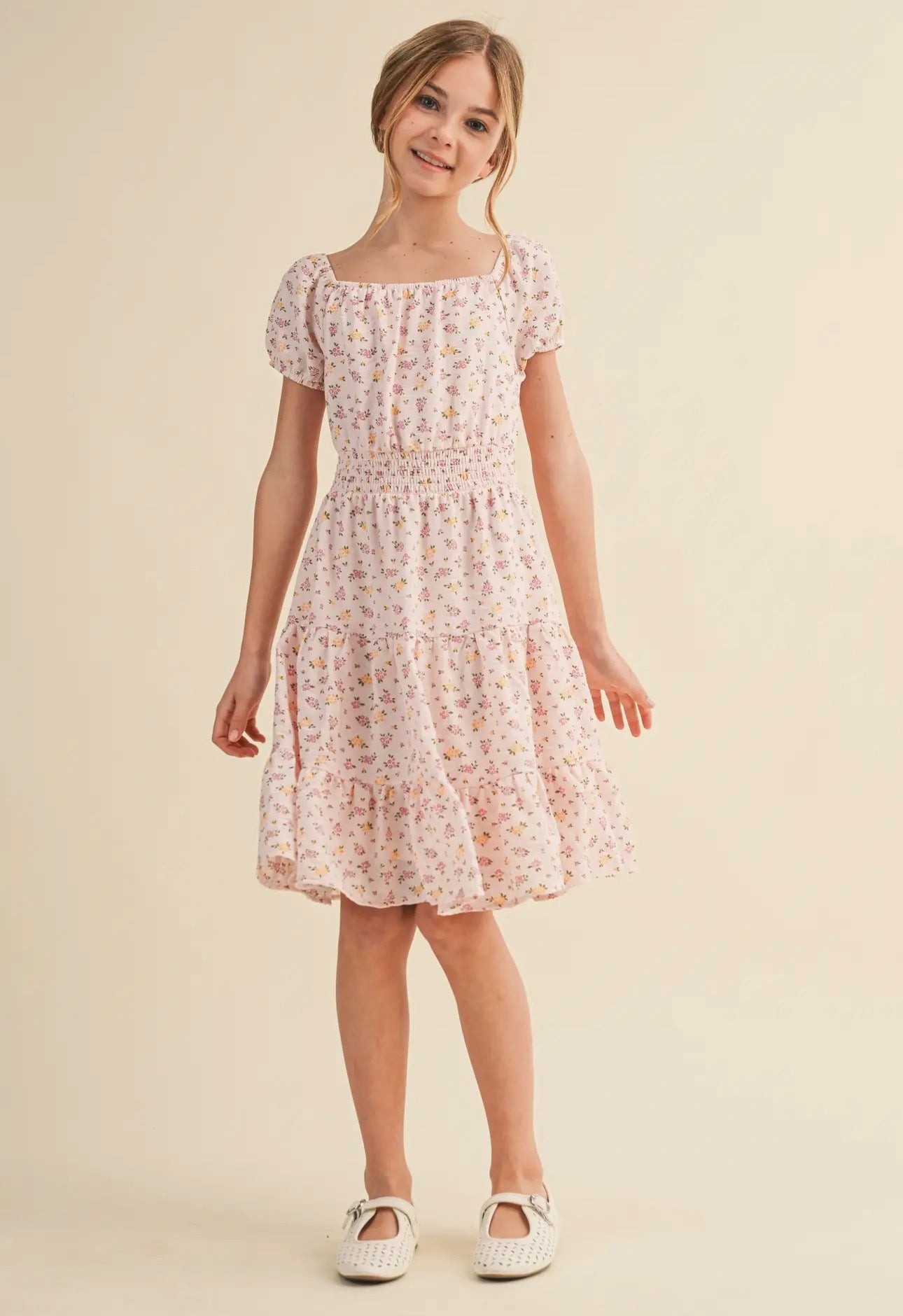 Peasant Sleeve Smocked Waist Dress