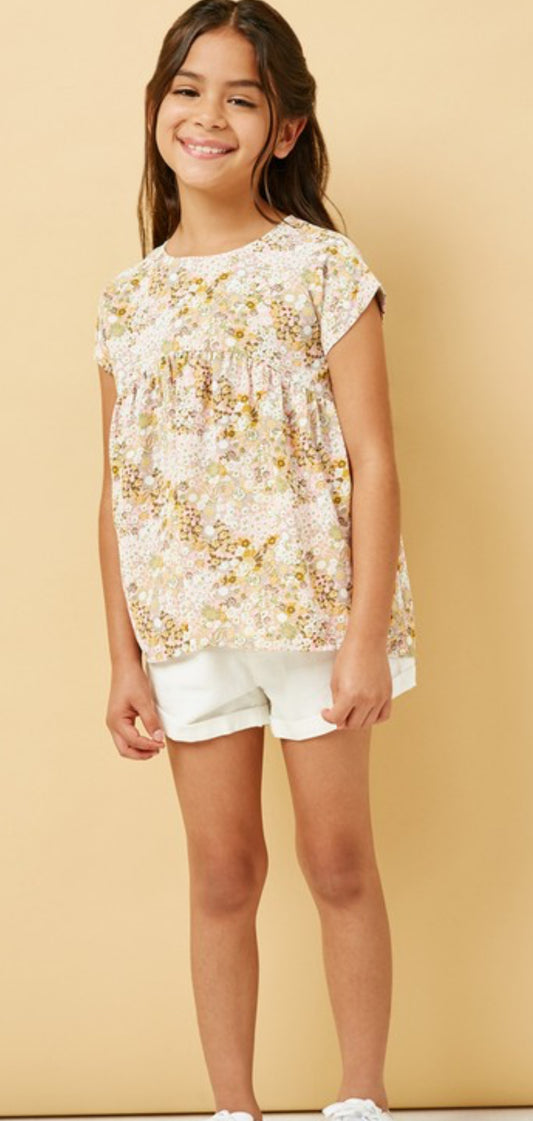 Mixed Floral Peplum Top