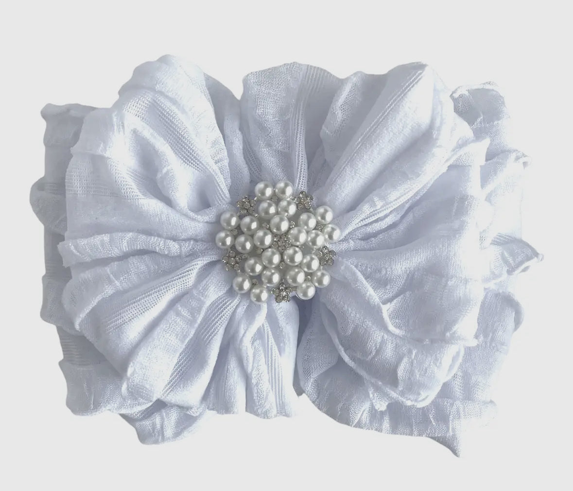 Pearl Ruffled Headband , White