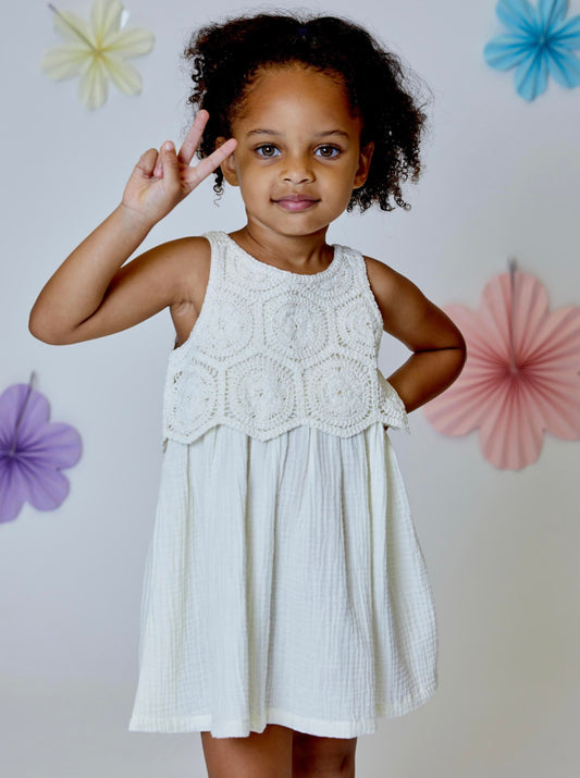 Vanilla Cotton Crochet Dress