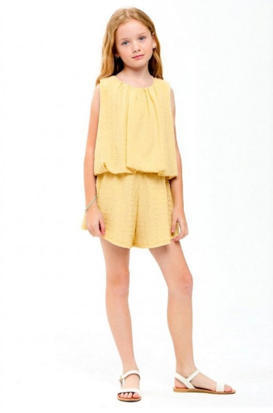 Curly Wrinkled Bubble Top, Butter Yellow
