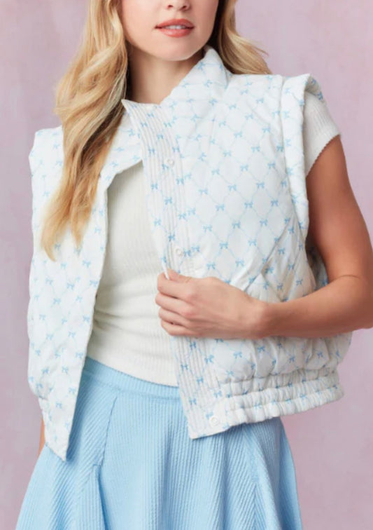 Bow Printed Reversible Padded Vest