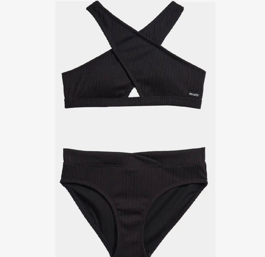 Cut Out Wrap Bathing Suit, Black