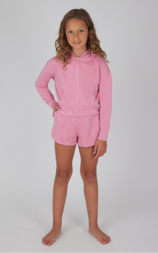 Scuba Jacket, Rib Tank and Shorts Set, White/Rose